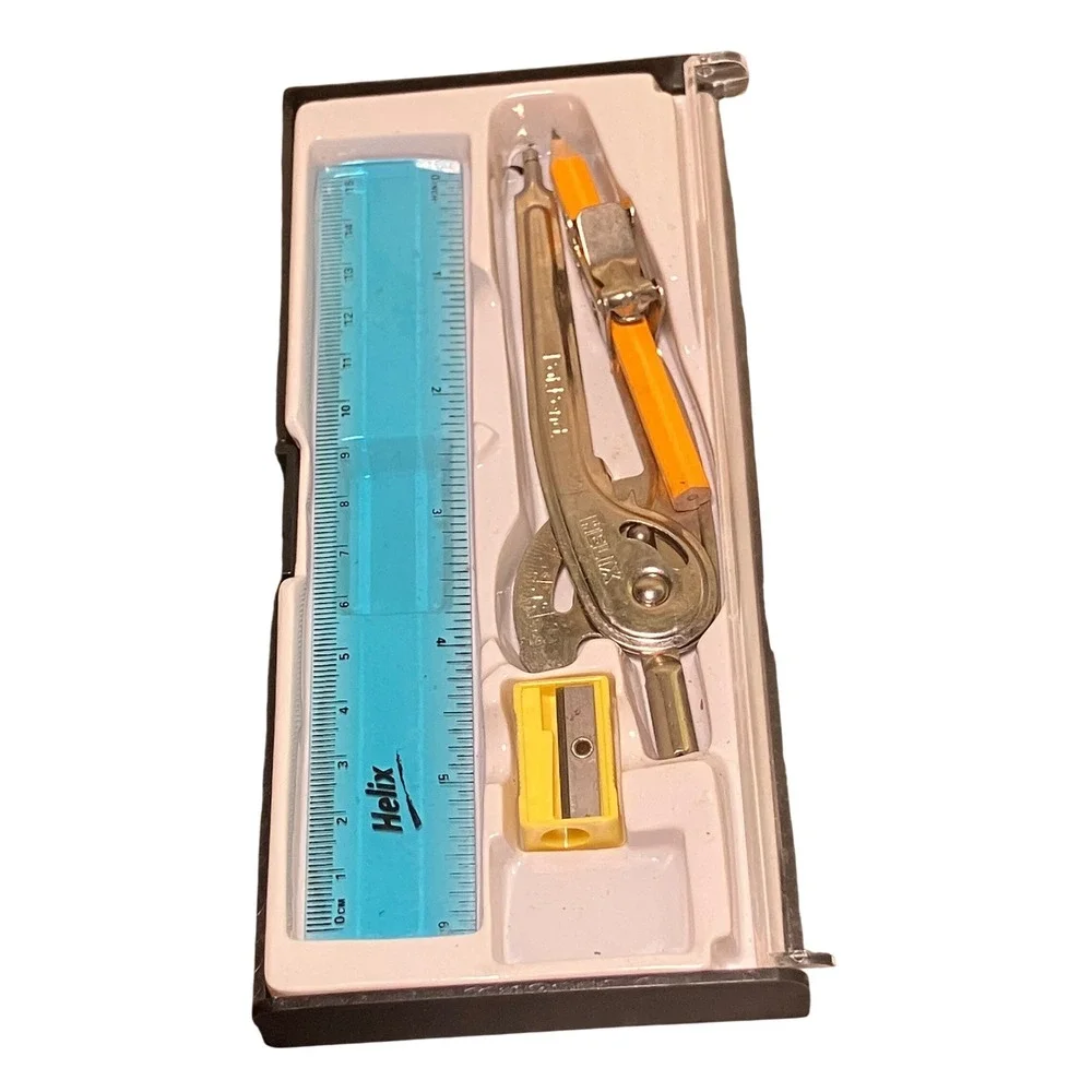 Helix Student Geometry Set Kids OS Blue Good Drafting Tools Case 27146